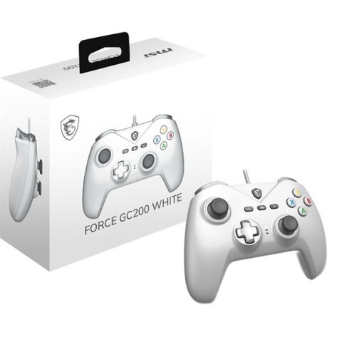 MSI GG FORCE GC200 Whıte Beyaz Oyun Kolu Kablolu Pc/Androıd 8+ Desteğı Çıft Tıtresım Motoru 2M