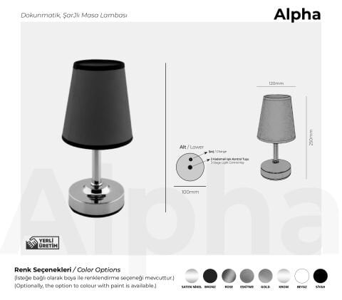 Şarjlı Masa Lambası Alpha Premium
