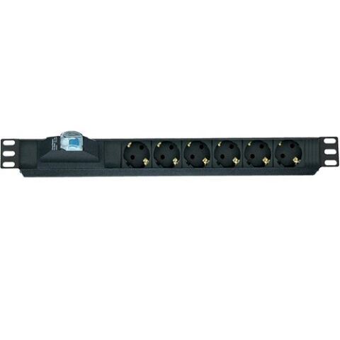 AGER 19'' 1U 6lı Sigortalı Priz Modülü Metal Gövdeli AA-PRZ01U19-6S-AL