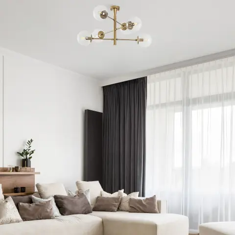 Parlak Gold Camlı 6'Lı Avize PER-10174