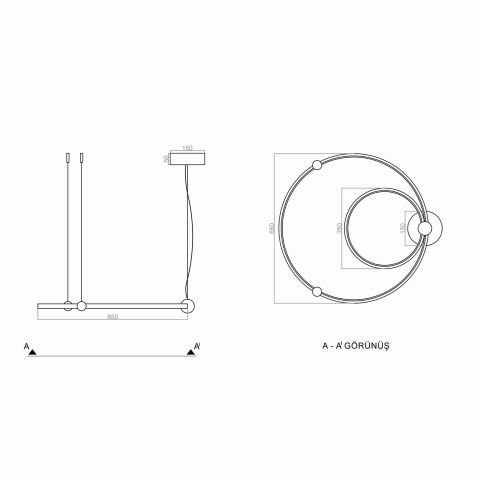 Sarkıt Led Avize Circle Sphere Pro PLA30071 Led Avize