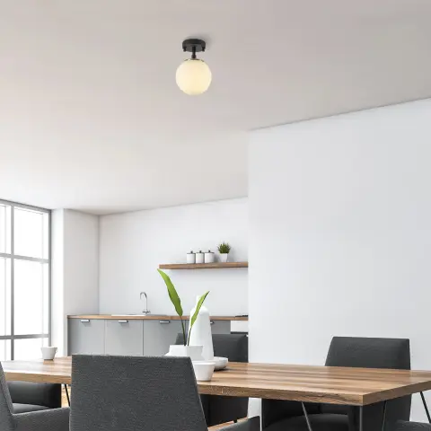 Pütürlü Siyah Eskitme Camlı Tekli Plafönyer PER-10210
