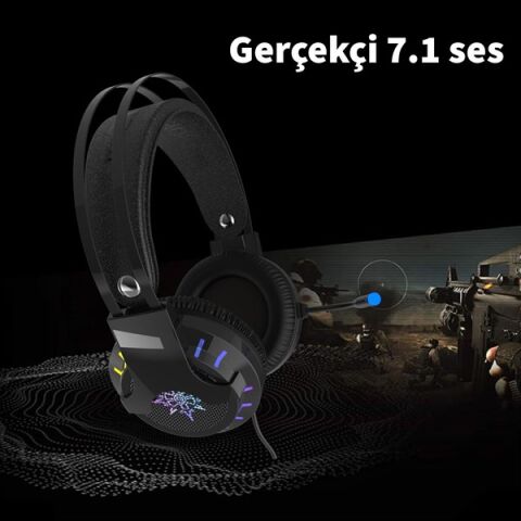 INCA IGK-X10 7.1 Surround RGB Siyah Kulaküstü Mikrofonlu Kulaklık