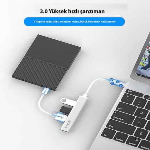 INCA TY-C HUBX4 IUSB-04T 4port Type-C & USB 3.0 USB Çoklayıcı Hub