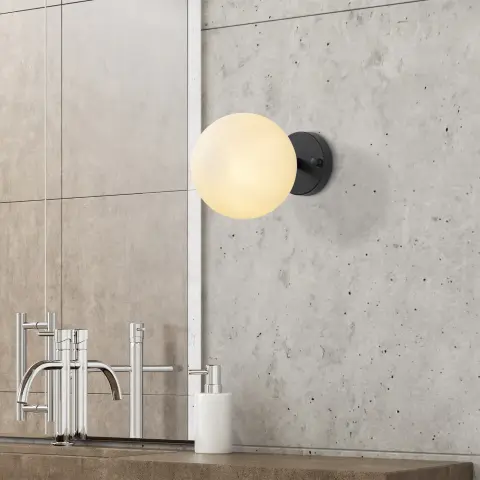 Pütürlü Siyah Eskitme Camlı Tekli Aplik PER-10230