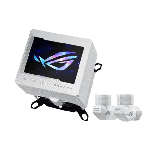 Asus Rog Ryujın Iıı Wb Cpu Su Bloğu Tam Renkli 3.5'' Lcd Ekran Gömülü Vrm Fanı 178 Mikro Soğutma Kanadı Ve Bakır Alaşımlı Soğuk Plaka Soğutma Teknolojisi İle Asetek Ve Rog Bağlantı Parçaları Beyaz