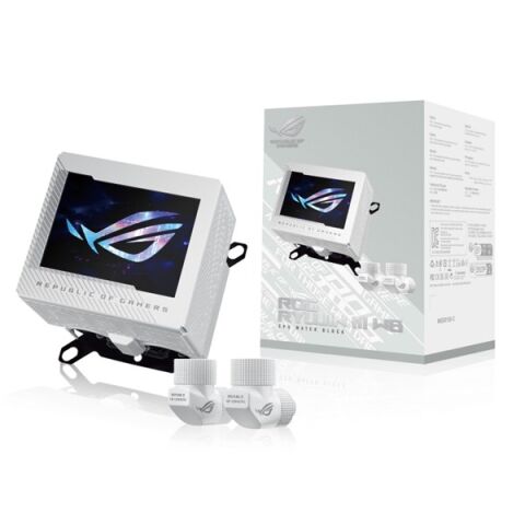 Asus Rog Ryujın Iıı Wb Cpu Su Bloğu Tam Renkli 3.5'' Lcd Ekran Gömülü Vrm Fanı 178 Mikro Soğutma Kanadı Ve Bakır Alaşımlı Soğuk Plaka Soğutma Teknolojisi İle Asetek Ve Rog Bağlantı Parçaları Beyaz