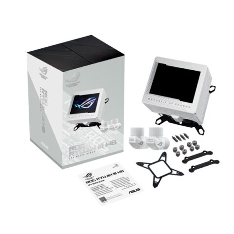 Asus Rog Ryujın Iıı Wb Cpu Su Bloğu Tam Renkli 3.5'' Lcd Ekran Gömülü Vrm Fanı 178 Mikro Soğutma Kanadı Ve Bakır Alaşımlı Soğuk Plaka Soğutma Teknolojisi İle Asetek Ve Rog Bağlantı Parçaları Beyaz