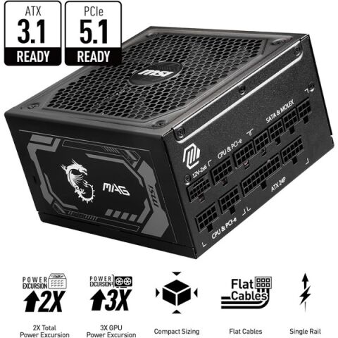MSI 1000W 80+ GOLD MAG A1000GL PCIE 5.1 TAM MODÜLER POWER SUPPLY