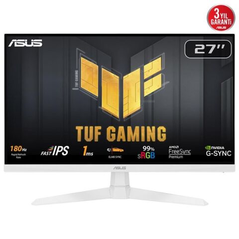 ASUS 27'' IPS TUF GAMING VG279Q3A-W 1MS 180Hz HDMI-DP Gaming Monitör (1920 X 1080) Beyaz