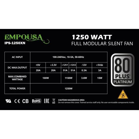 INCA 1250W 80+ PLATINUM EMPOUSA IPS-1250XN PCIe5.0 Tam Modüler Power Supply