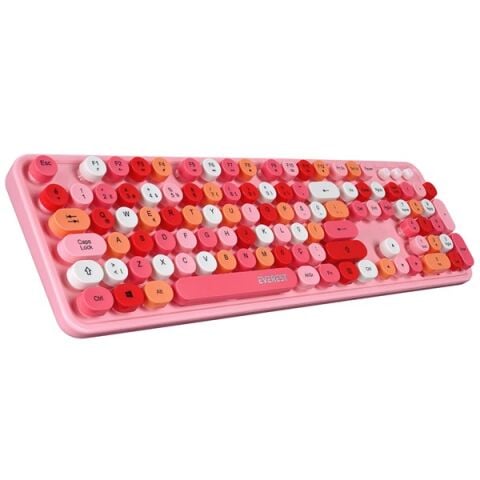 EVEREST Q TR ROUND KM-6282 Renkli Tuşlu Pembe Kablosuz Multimedia Klavye + Mouse Set