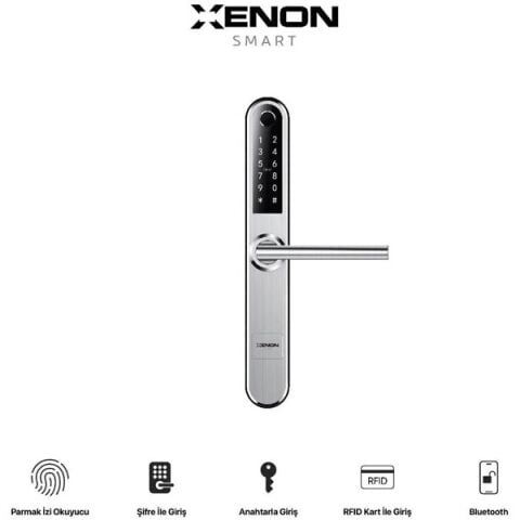 XENON SMART X8057 Akıllı Kapı Kilidi Parmak İzi Şifre Girişli Gümüş