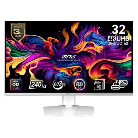 MSI 31.5'' QD-OLED MPG 321URXW 0.03MS 240HZ HDMI-DP GAMING MONİTÖR 3840X2160 BEYAZ