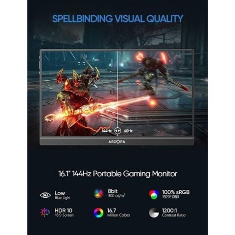 ARZOPA 16'' IPS Z1FC 144Hz mHDMI-TYPE-C Gaming Taşınabilir Monitör (1920 X 1080)