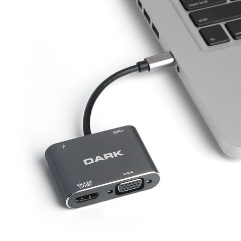 Dark Dk-Ac-U31xhdv Type-C To Hdmı/Vga 4K Çevirici Hub