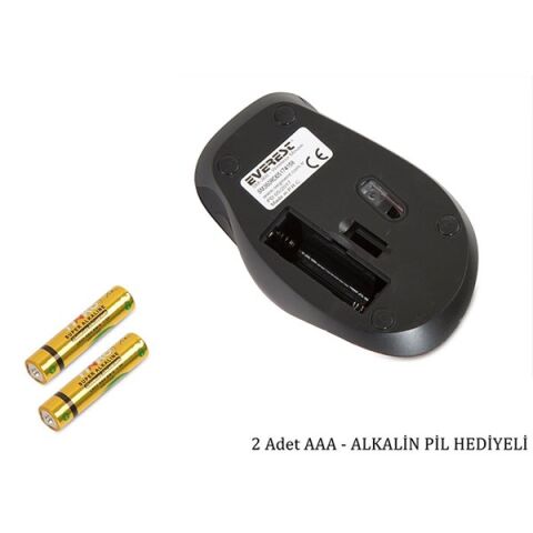 EVEREST SM-360 Usb Yeşil 3D Optik Süper Sessiz Alkalin Pil Kablosuz Mouse