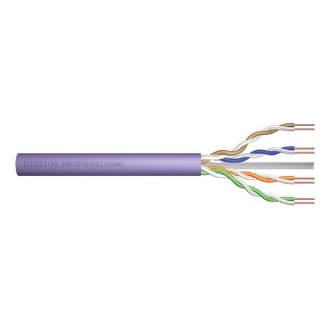 DIGITUS CAT6 Utp 23AWG Mor 500m Makara Saf Bakır Kablo 0.50mm DK-1613-VH-5