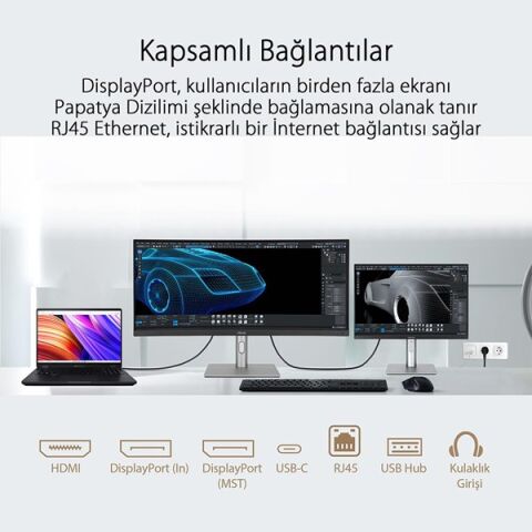 ASUS 34'' VA PROART PA34VCNV 5MS 60HZ HDMI-DP KAVISLI GRAFİK TASARIM MONİTÖRÜ 3440X1440