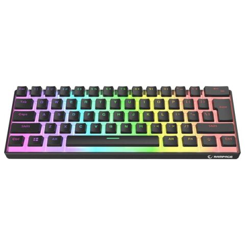Rampage RADIANT K11 Siyah Type-C Bağlantılı RGB Puding Tuşlu US Layout Blue Switch Gaming Oyuncu Klavye