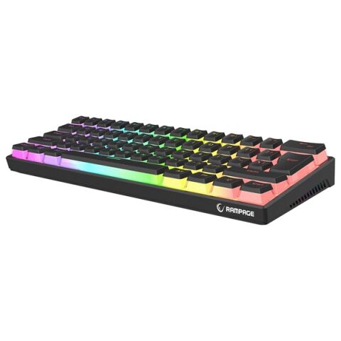 Rampage RADIANT K11 Siyah Type-C Bağlantılı RGB Puding Tuşlu US Layout Blue Switch Gaming Oyuncu Klavye