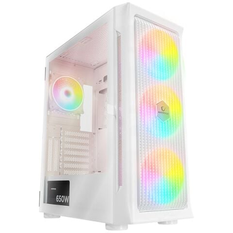 RAMPAGE 650W 80+ PROLIX MESH 4-RGB FANLI GAMING MID-TOWER PC KASASI BEYAZ
