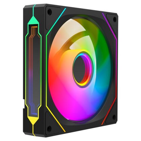 RAMPAGE 7C-120S Double Ring Aynalı ARGB Siyah Kasa Fanı