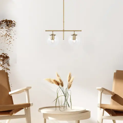 Parlak Gold 2'Li Camlı Avize PER-10760